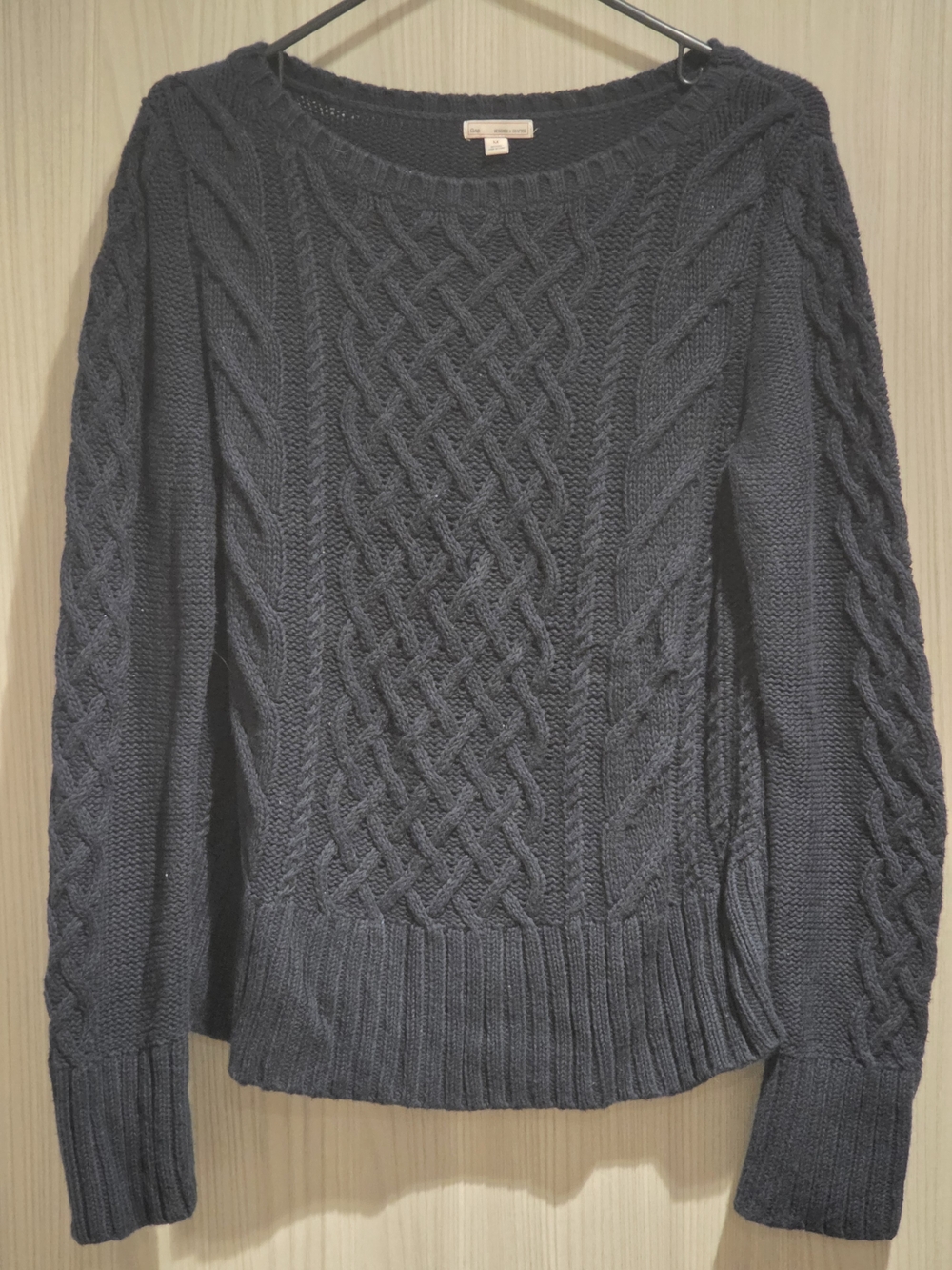 GAP Dark Charcoal Cable Crewneck Sweater